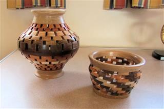 Two segmented vases by Bernard Slingsby